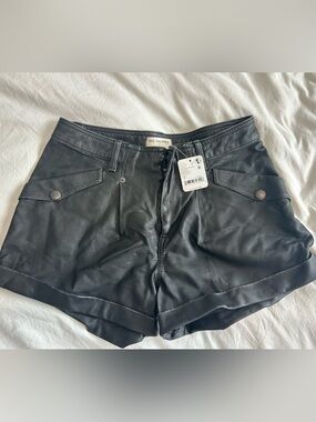 Free People Black Leather Shorts